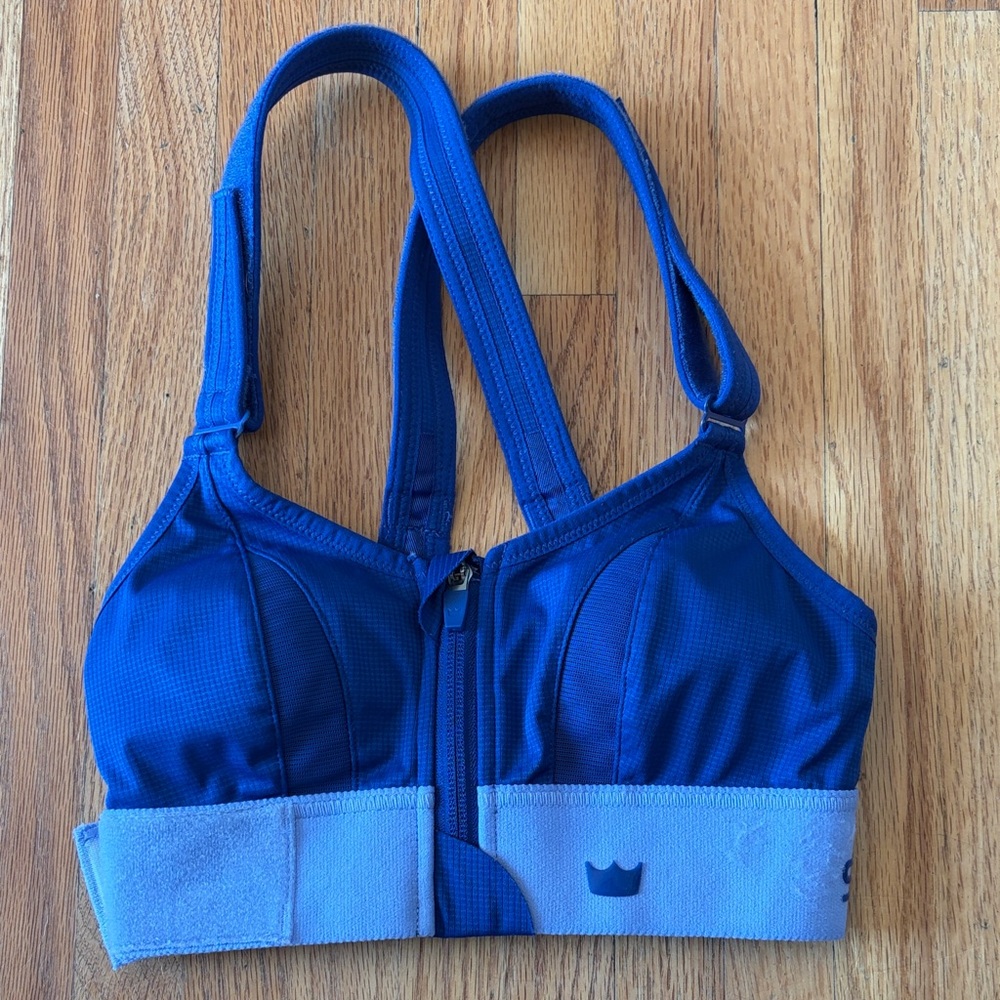 SHEFIT Royal Blue Front Zip High Impact Sports Bra - XS